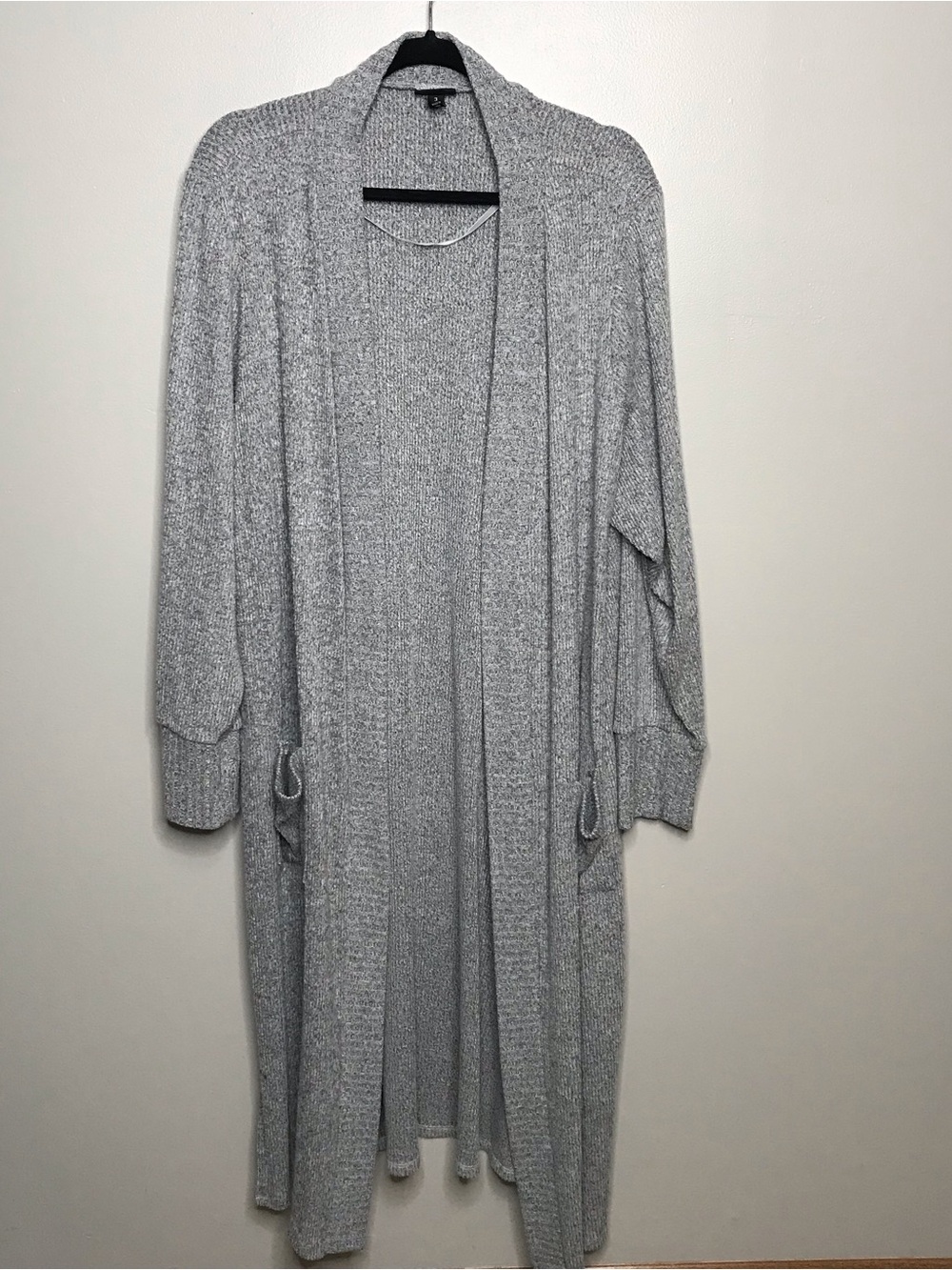 Torrid Light Gray Open-Front Long Knit Cardigan Sz 3